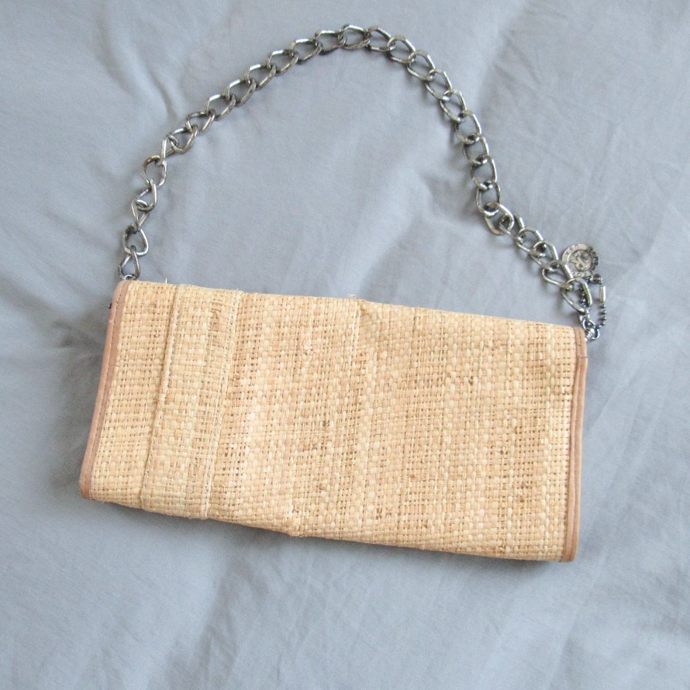 LEATHEROCK Chicest Chain Strap Woven Raffia Satchel Bag ~ Orig retail $245~ - Picture 3 of 13
